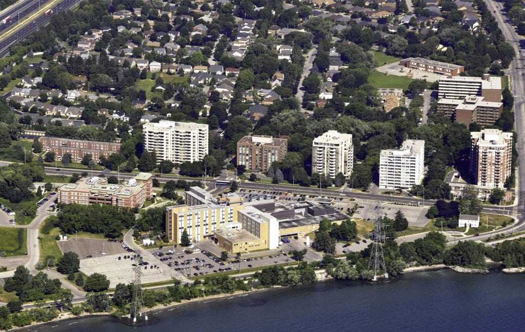 Burlington waterfront from above